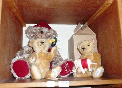 Lot 119 - Steiff modern bear, another with a felt elephant and a Harrods Christmas bear