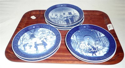 Lot 145 - A collection of seven Royal Copenhagen blue and white Christmas plates
