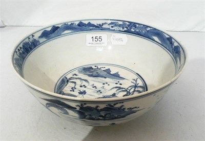 Lot 155 - A 19th century Chinese porcelain blue and white bowl (a.f.)