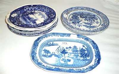Lot 173 - Ten various blue and white plates