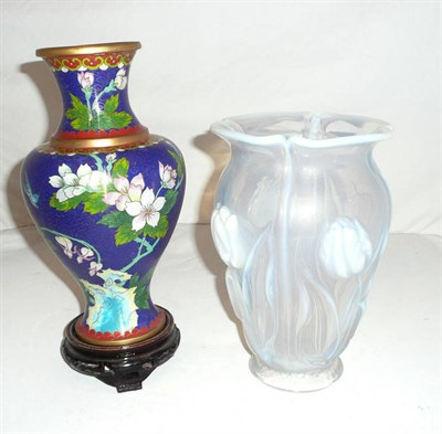 Lot 180 - Sabino vase and a cloisonne vase on stand