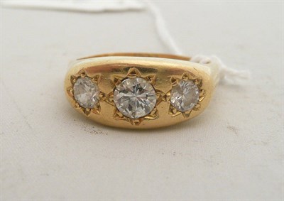 Lot 201 - 18ct gold three stone diamond ring, approx 1.5 carats