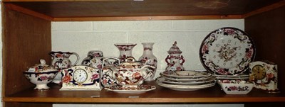 Lot 259 - A shelf of Masons Ironstone including Mandalay, Mandalay Red & Brown Velvet comprising vases,...
