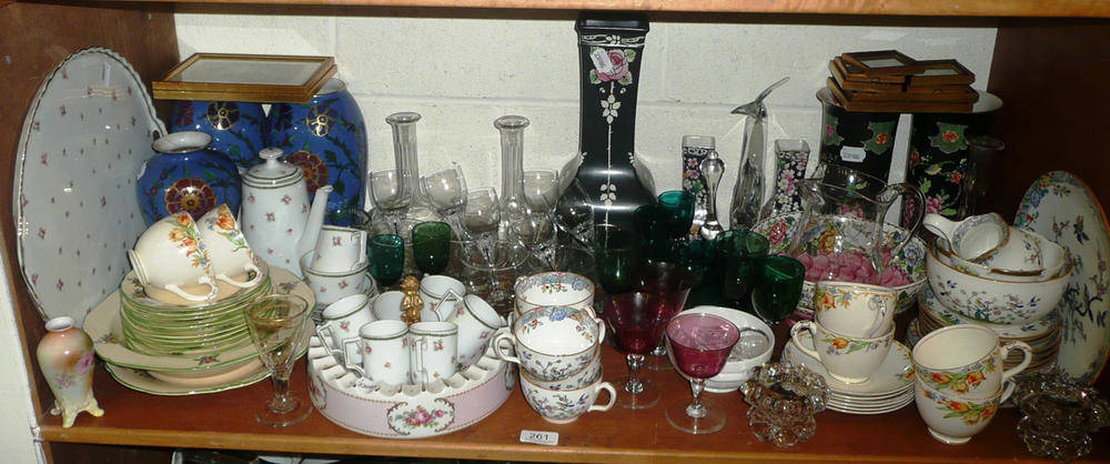 Lot 261 - Shelley vase, Maling bowl, Wilton ware vases, pair of Carltonware vases, Minton's tea set, coloured