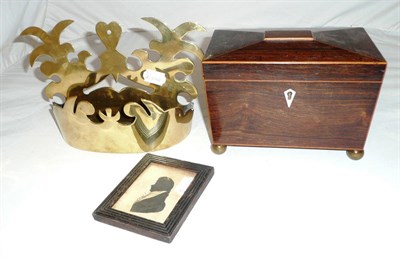 Lot 266 - Tea caddy, brass pocket and miniature