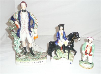 Lot 275 - Three titled Staffordshire figures 'Dick Turpin', 'Robert Burns' and 'Falstaff'