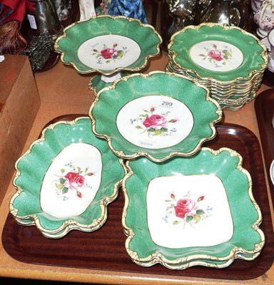 Lot 299 - George Jones & Sons 'Birbeck Rose' Crescent China transfer printed with roses within a green...