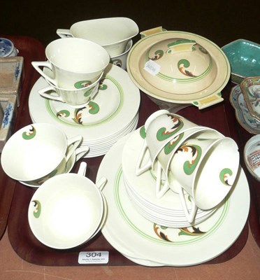 Lot 304 - A Royal Doulton Art Deco tea set, 'Lynn'