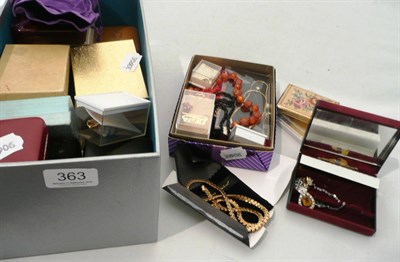 Lot 363 - A box of assorted costume jewellery including simulated pearls, bead necklaces, silver, etc