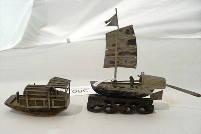 Lot 380 - Two Eastern white metal ships