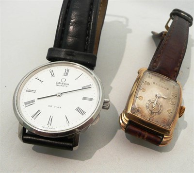 Lot 381 - An Omega Quartz gents wristwatch and a Bulova wristwatch