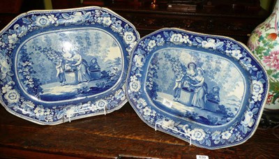 Lot 390 - Two 19th century blue and white meat plates