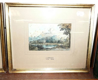 Lot 417 - John Varley, figures in landscape, watercolour