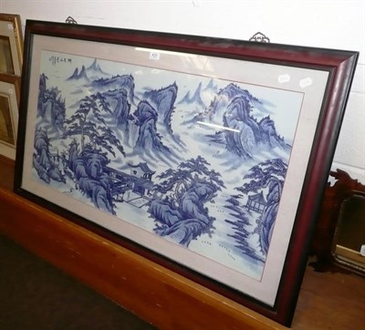 Lot 420 - Large Chinese blue and white plaque