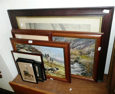 Lot 422 - Two modern framed oils of sheep (signed by Mick Causton) and various pictures and prints