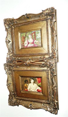 Lot 423 - A pair of small ornately-framed pictures depicting ladies