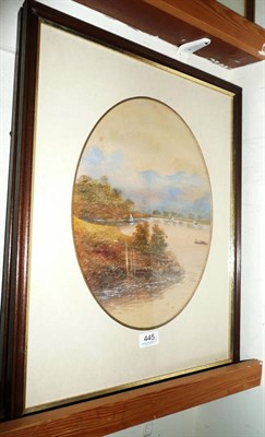 Lot 445 - Pair of watercolour lake scenes, signed E Earp