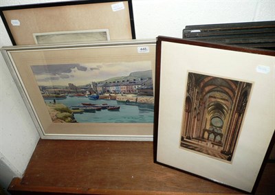 Lot 448 - Sam McLarnon (Irish) watercolour, harbour scene (signed) and two signed etchings