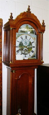 Lot 464 - Oak longcase clock with painted dial signed 'M Evans, Carmarthen'