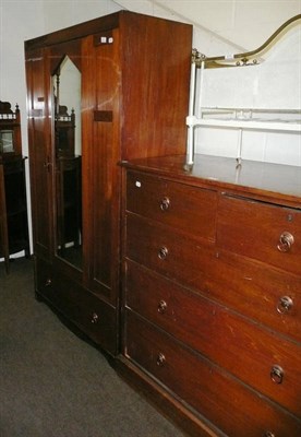 Lot 475 - Single door wardrobe and four height chest of drawers