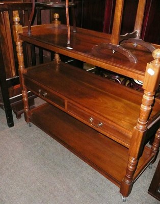 Lot 490 - Mahogany three tier dumb waiter with two drawers