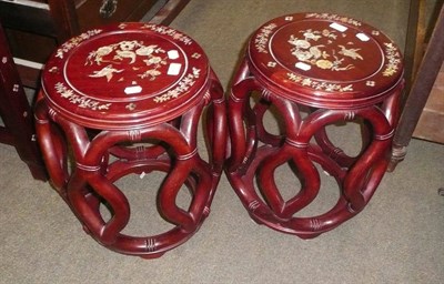 Lot 497 - Pair of inlaid Eastern stools