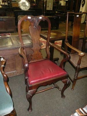 Lot 551 - A Queen Anne-style mahogany open armchair