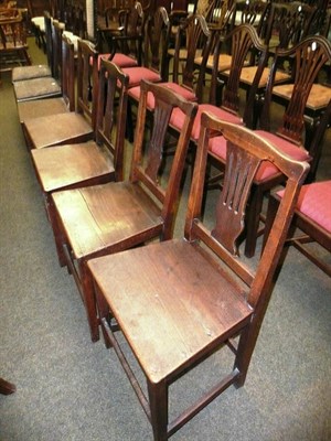 Lot 560 - Set of four oak country chairs, another and a pair of oak dining chairs