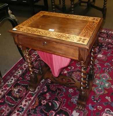 Lot 584 - Rosewood inlaid work table