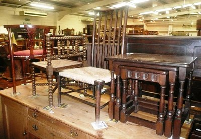 Lot 620 - A modern nest of tables, a single chair, a mahogany parlour chair and bobbin turned chair