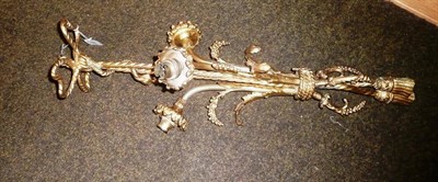 Lot 655 - Ormolu three branch light fitting