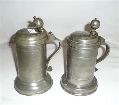 Lot 5 - A Continental Pewter Tankard, inscribed Michael Sommer 1795; and another initialled JCZ 1791...