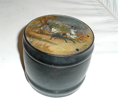 Lot 19 - Papier mache box with painted lid