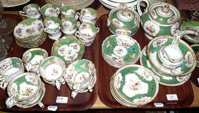 Lot 37 - 19th century and later green ground botanical tea wares (on two trays)