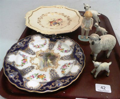 Lot 42 - A Royal Worcester figurine 'Joan', a Royal Worcester plate with painted vignette, a Rockingham...
