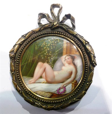 Lot 144 - A miniature of a nude in a brass frame