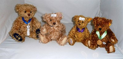 Lot 176 - Four small curly mohair modern Steiff teddy bears