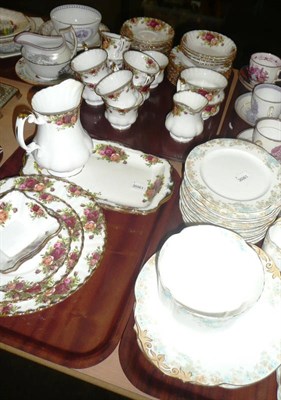 Lot 189 - Three trays including Royal Albert 'Old Country Roses' tea wares and Doulton Burslam part...
