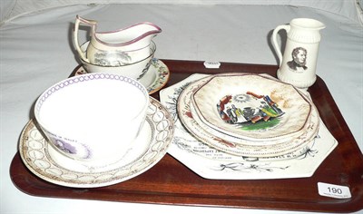 Lot 190 - Tray of assorted transfer printed commemorative china etc