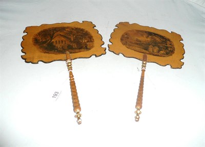 Lot 193 - A pair of Mauchline ware face screens