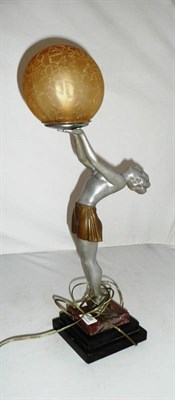 Lot 198 - An Art Deco spelter globe lamp