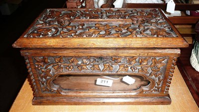 Lot 211 - An oak post box and key (in floral china case inside)