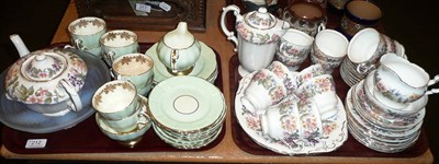 Lot 212 - Paragon floral tea set, another part tea set and an opalescent bowl (on two trays)