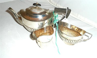 Lot 241 - Silver three piece teaset, approx 29ozs