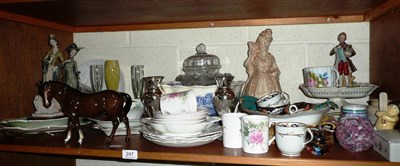 Lot 247 - Shelf of assorted pottery, glassware and other items