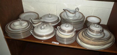 Lot 249 - A shelf including a Burslem Losol ware part dinner service