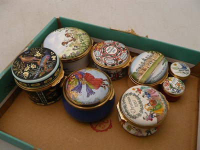 Lot 260 - Eight various Halcyon Days enamel pill boxes