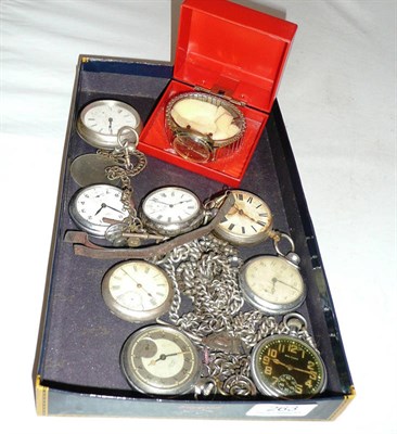 Lot 263 - A quantity of silver pocket watches including a Waltham Military pocket watch, etc