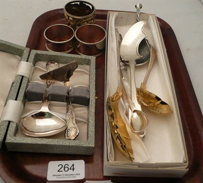 Lot 264 - Three napkin rings and assorted knives, etc