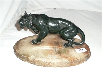 Lot 272 - Spelter figure of a tiger on marble base